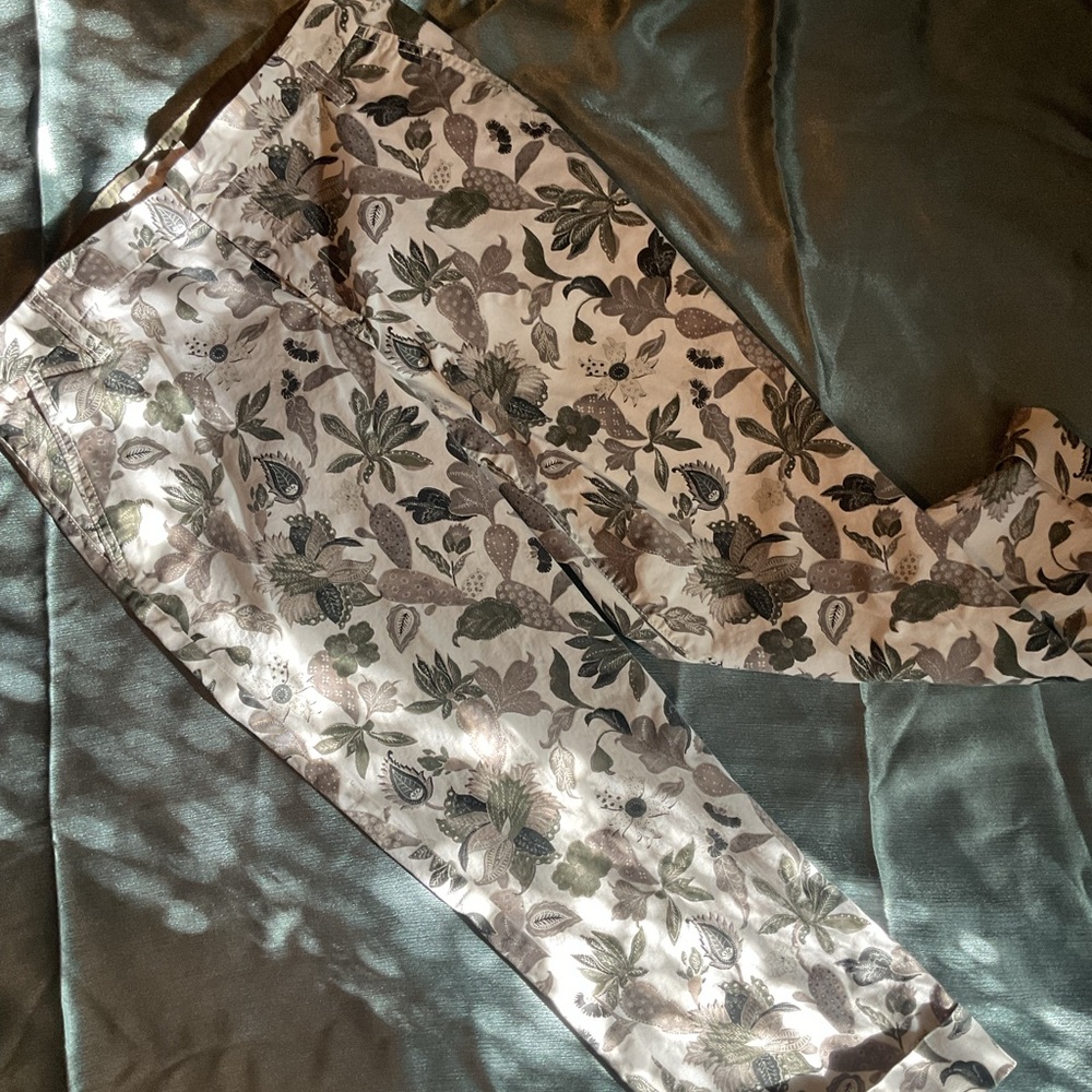 Tory Burch Sage and Charcoal Botanical Trousers